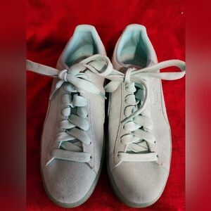 Puma Womens Mint Green Suede Sneakers